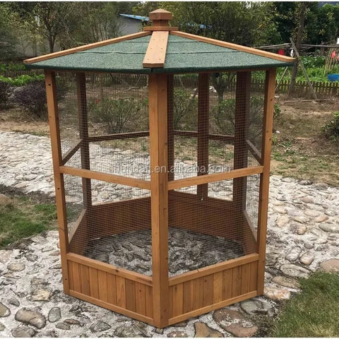Hexagonal Wood Aviary